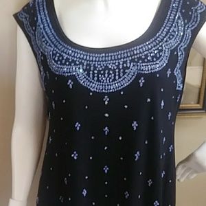 First glance beaded lightweight Jersey top